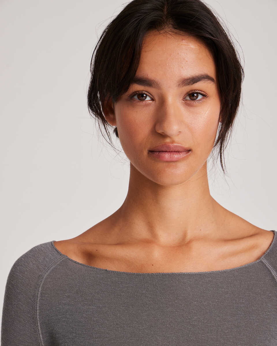Gai+Lisva  Amalie Wool langærmet t-shirt - Dark Gull Grey