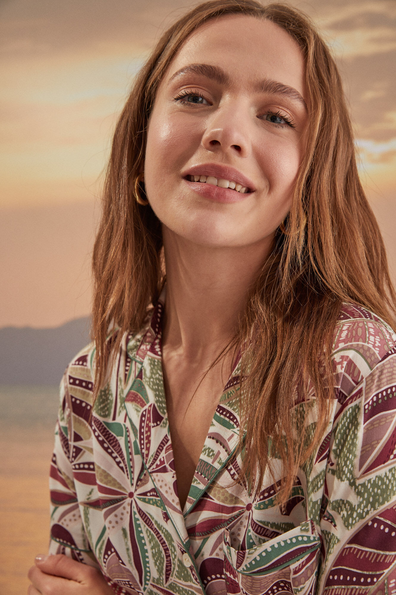 Pijama camisa estampada tropical - estampa