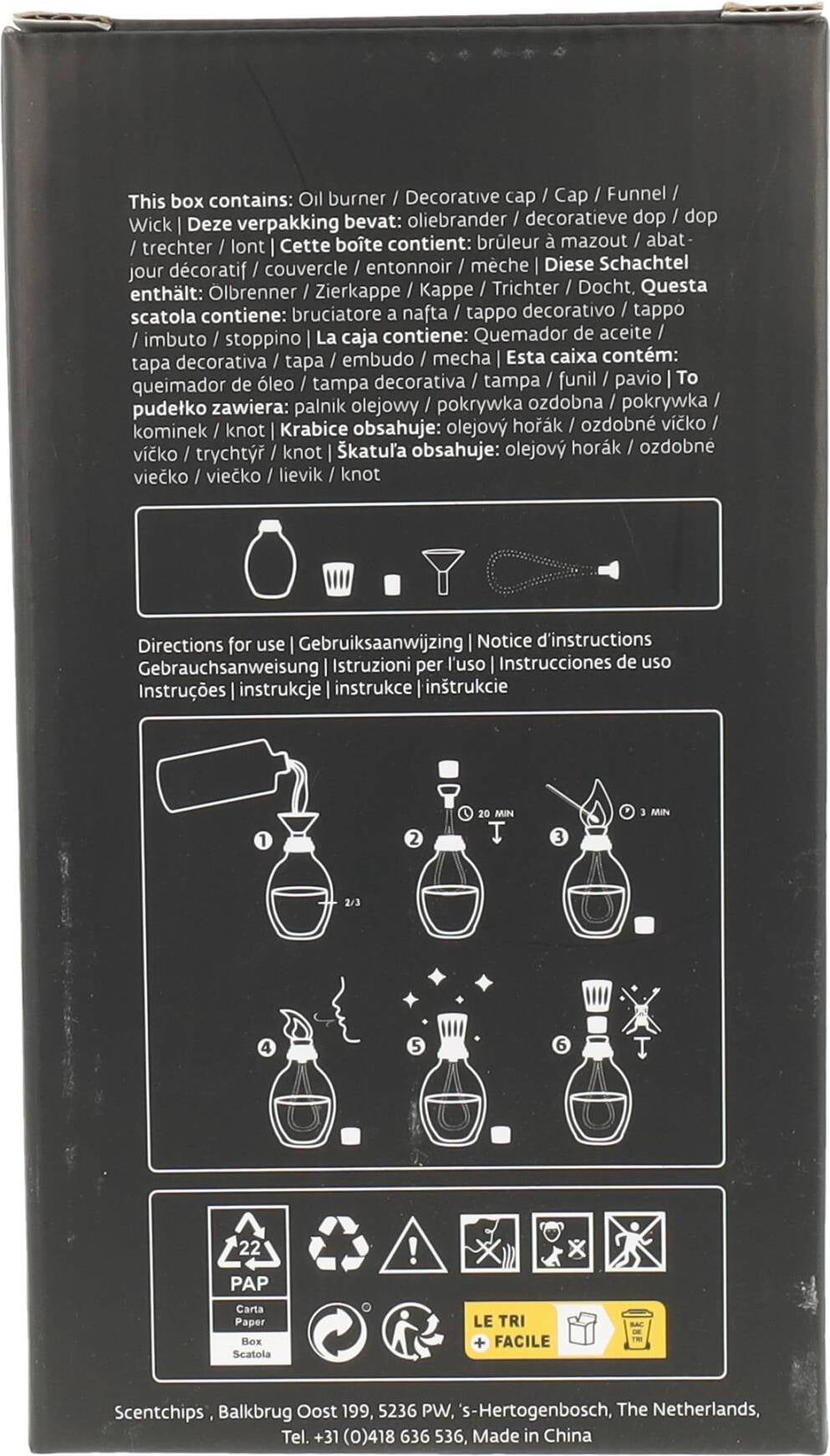 Scentchips olie geurbrander zwart / grijs D 10 H 16 cm