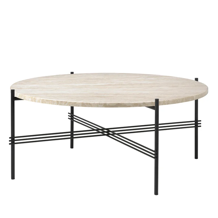 Gubi - TS Outdoor Beistelltisch, Ø 80 cm, schwarz / weiss