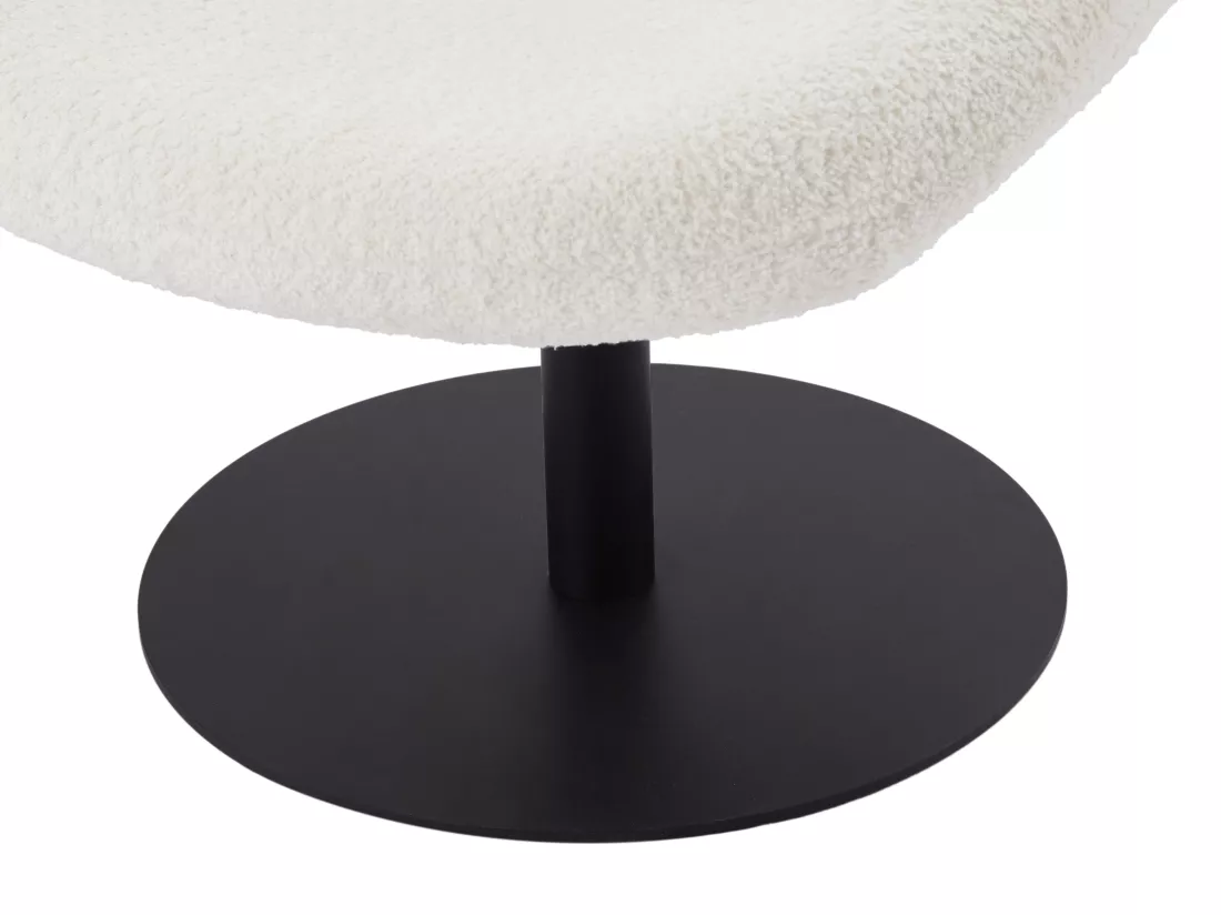 Fauteuil pivotant en tissu bouclette blanc ATORCO