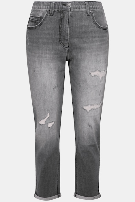 Boyfriend-Jeans, Destroy-Effekte, Stretch, 5-Pocket-Schnitt