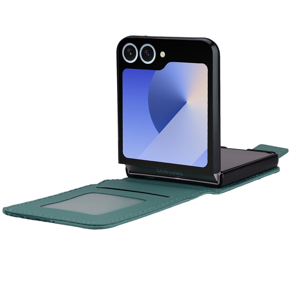 Samsung Galaxy Z Flip7 Leder Tasche Flip Cover Rhombus Imprint - Grün