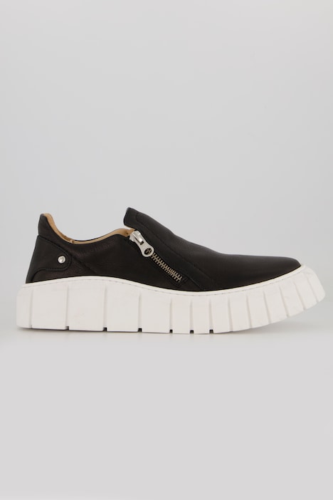 Leder-Slip-Ons, Zipper, Wechselfußbett, Komfortweite