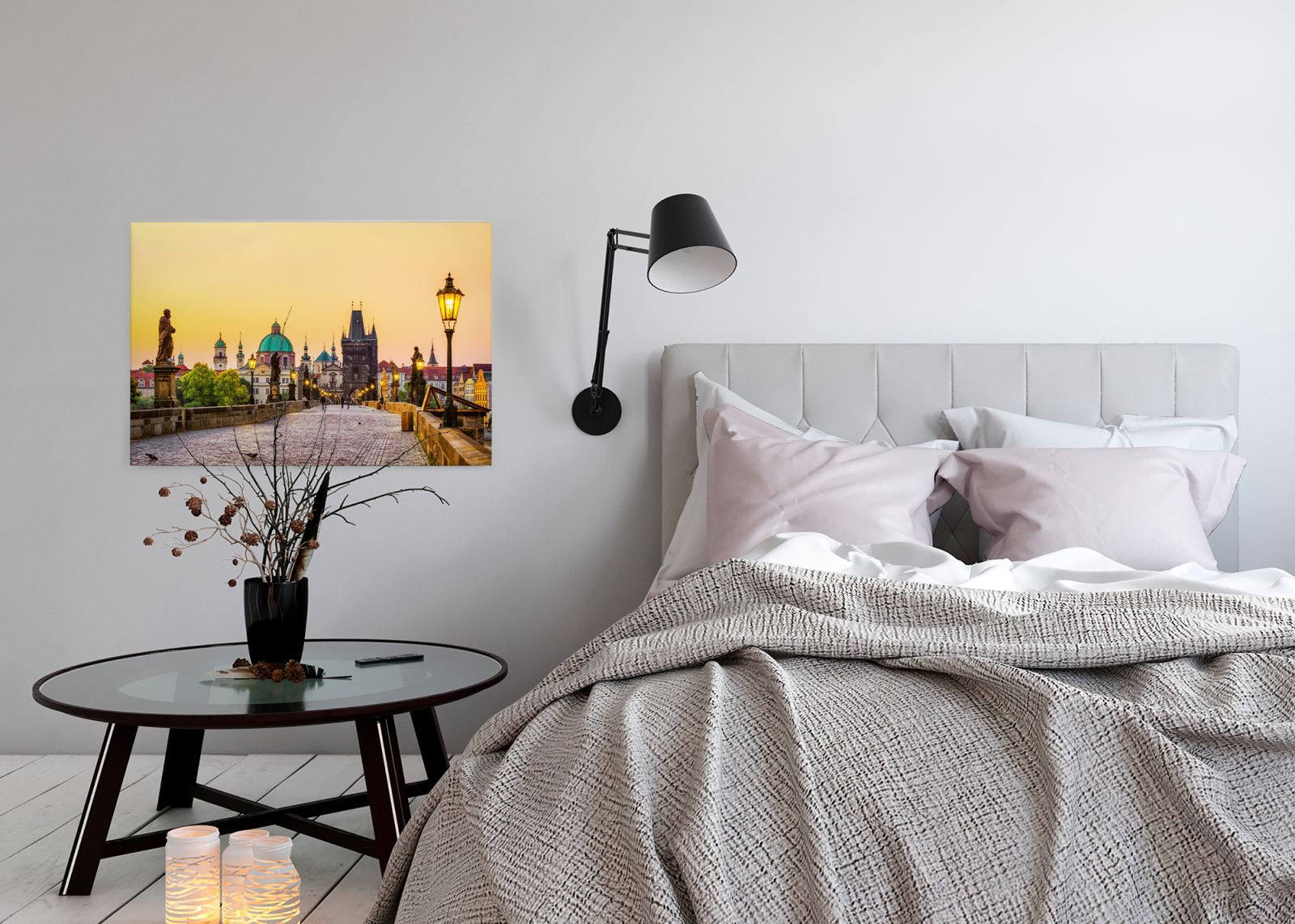 Leinwandbild KARLSBRÜCKE - gelb-grau - 90x60 cm