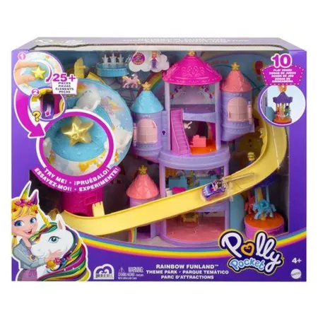 Mattel Polly Pocket Pollyville Regenbogen-Einhornspaß Freizeitpark