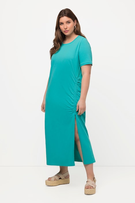 Midikleid, Raffung, Rundhals, Halbarm