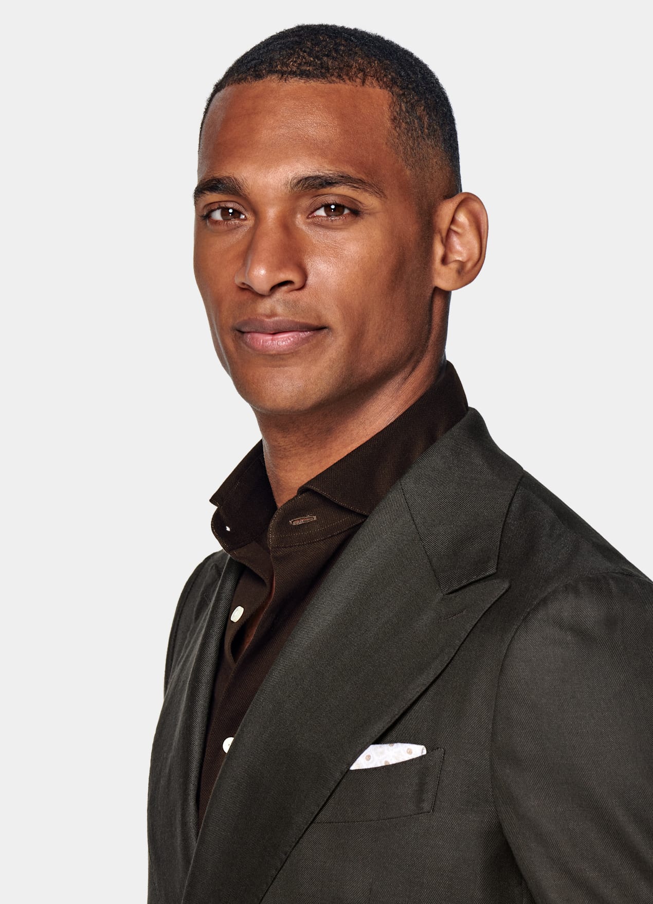 Costume Havana coupe Tailored marron foncé à chevrons