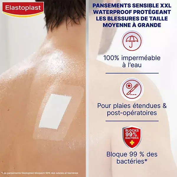 Curativo estéril impermeável Elastoplast XXL 8cm x 10cm, 5 unidades
