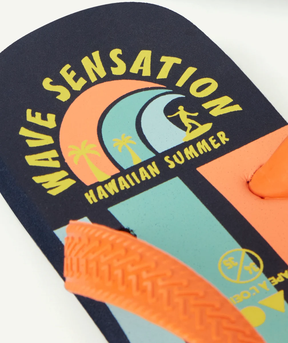 TONGS GARÇON ORANGE ET BLEU THÈME SURF