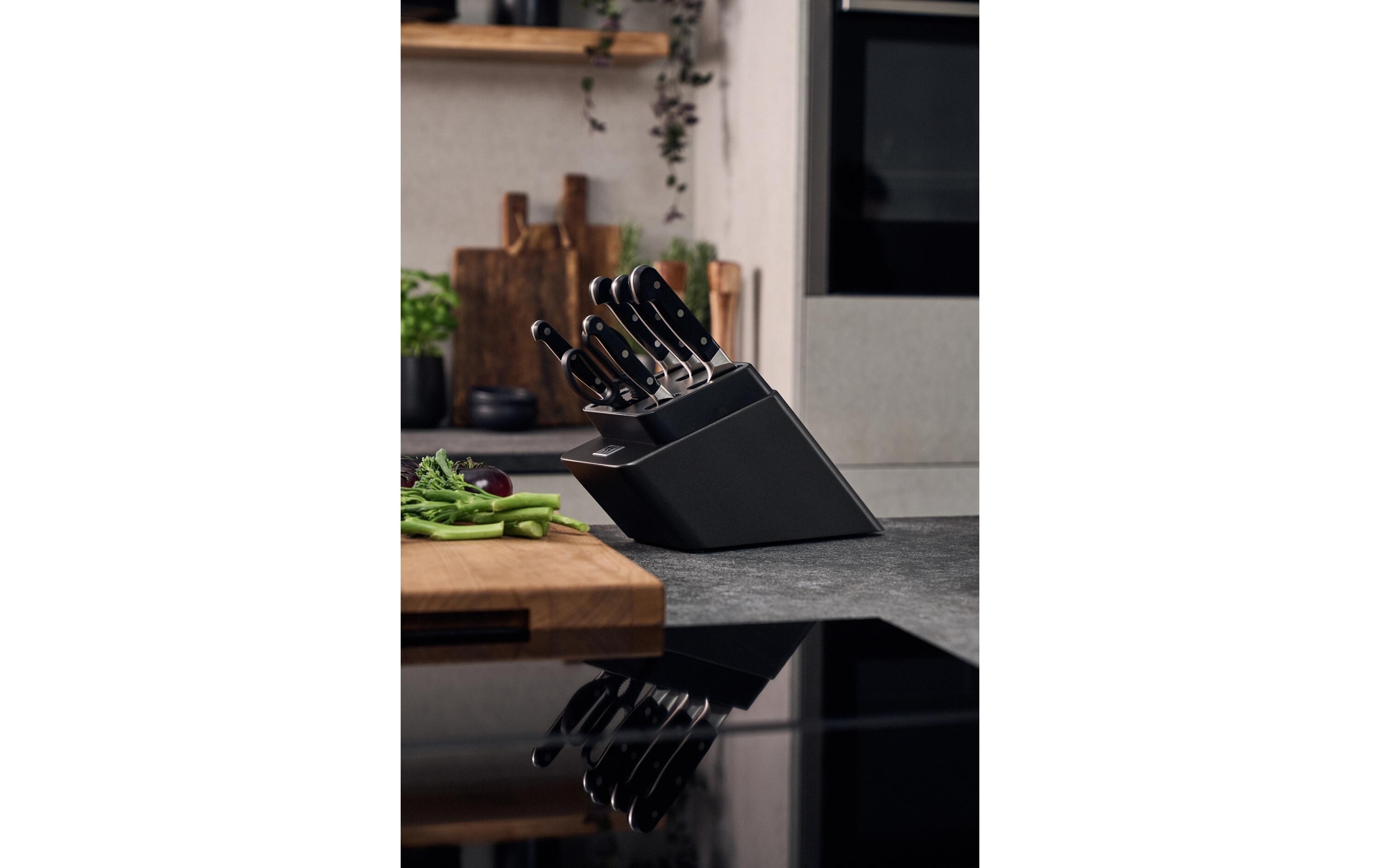 Messerblock-Set mit Messer Pro Grau, 7-teilig<br>Selbstschärfender Messerblock