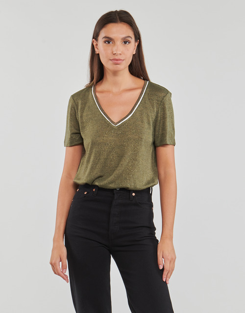 Only - ONLDORIT S/S V-NECK SHINE TOP JRS - Kaki