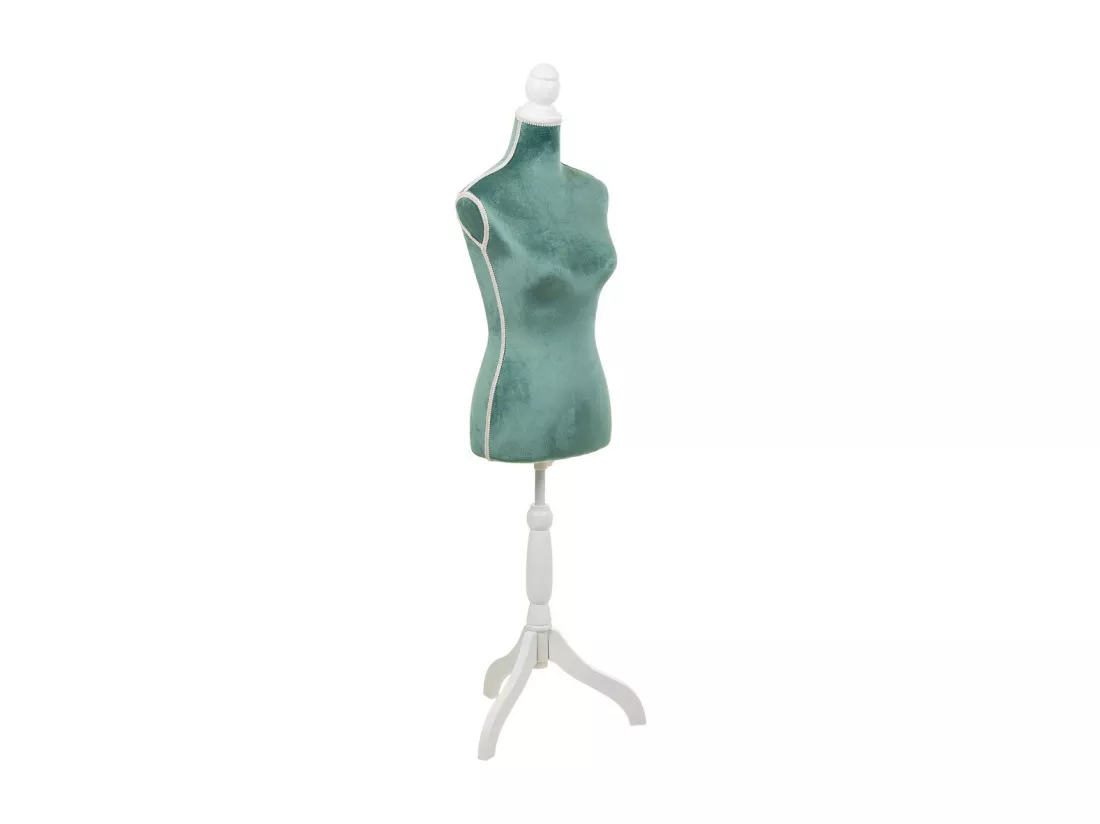 Mannequin en bois et mousse habillé de tissu bleu 24x37,5x168h