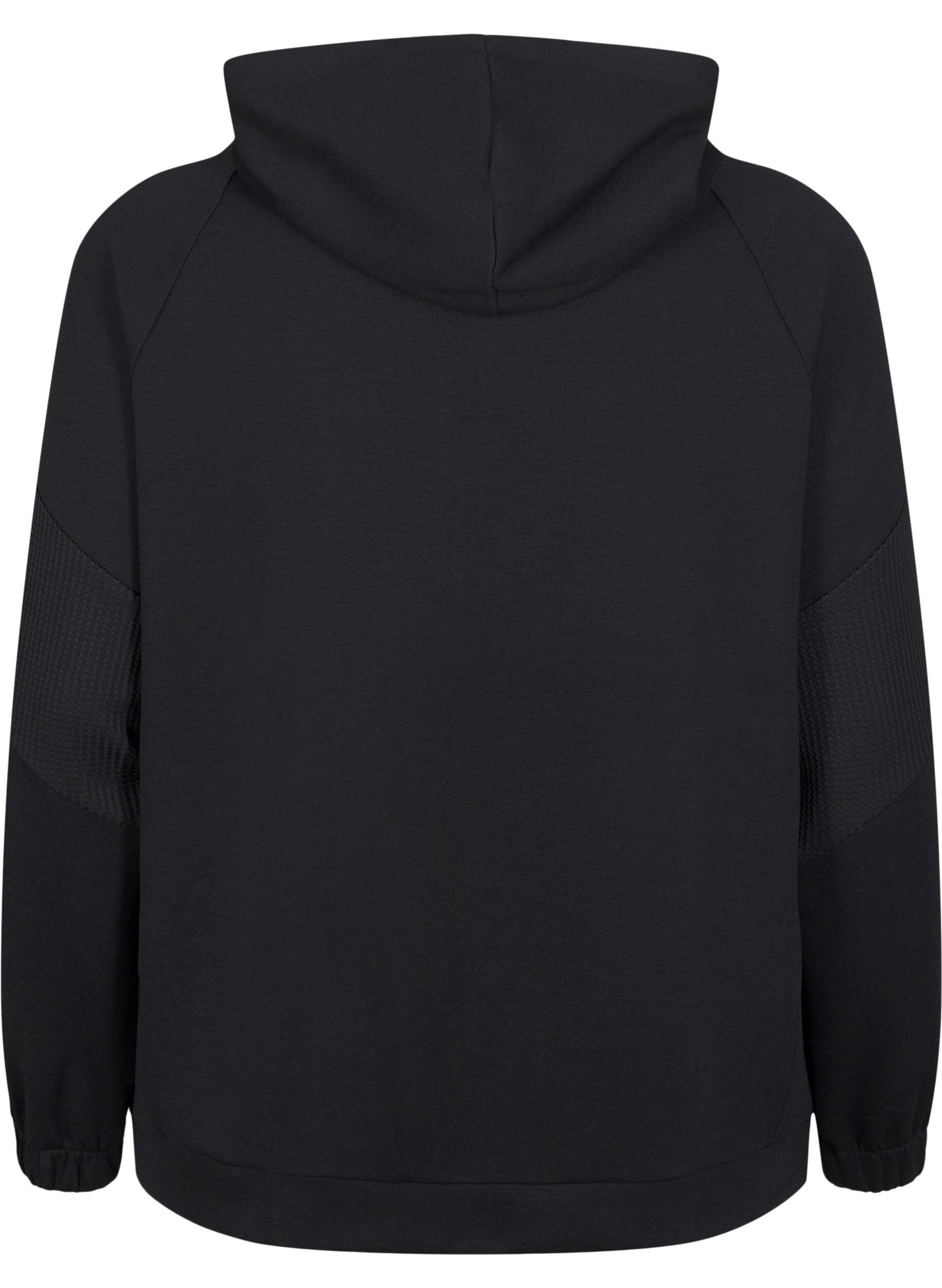 Sweat cardigan med hætte og lommer