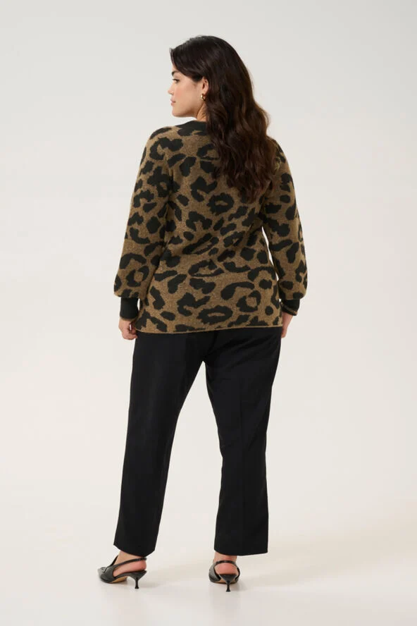 Kaffe Curve KCvilma Knit Pullover Brown/black animal pattern