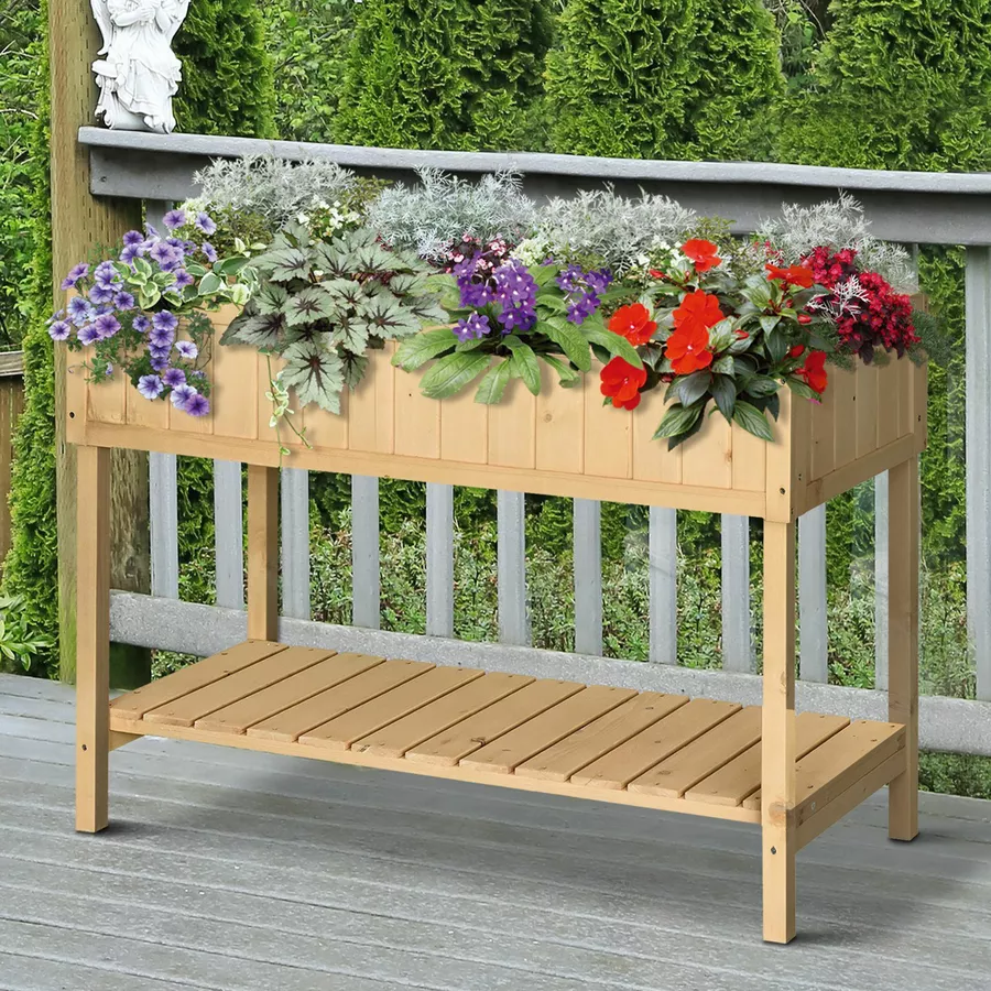 Outsunny Pflanztisch mit 8 Fächer natur