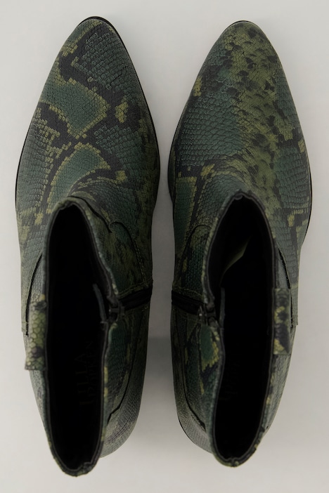 Leder-Stiefeletten, Schlangenlederoptik, Weite H