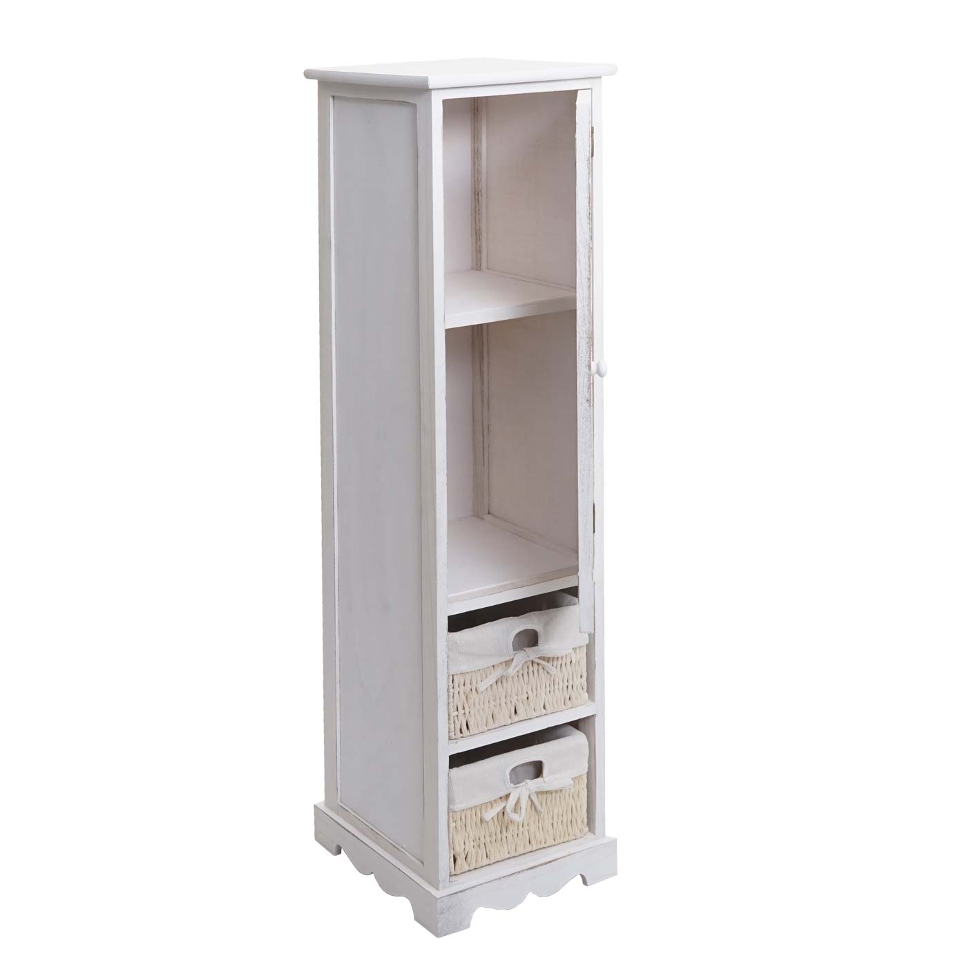 Badezimmerset MCW-H20, Badmöbel-Set Hochschrank Waschbeckenunterschrank Wandspiegel ~ shabby weiß