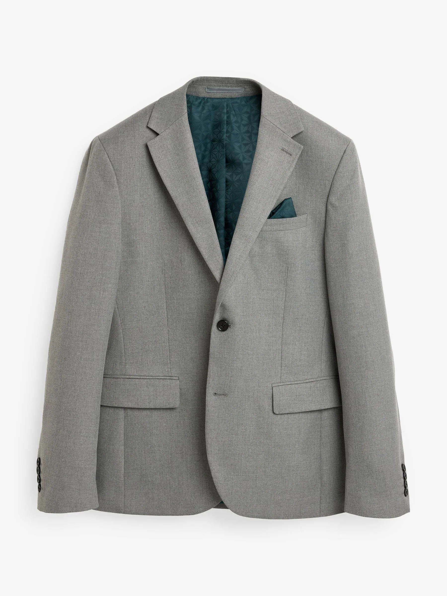 Grijs - Slim Fit - Kostuum met textuur: colbert