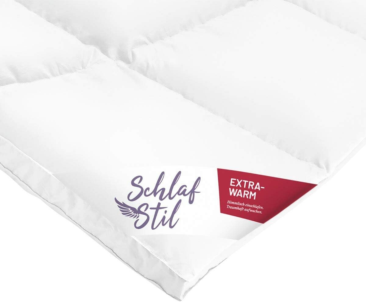 SCHLAFSTIL Eiderdaunenbettdecke D1000, Extrawarm, 100% kanadische Eiderdaunen Größe 155x200