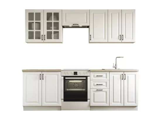 Cuisine blanc mat avec plan de travail aspect chêne sonoma CORVUS