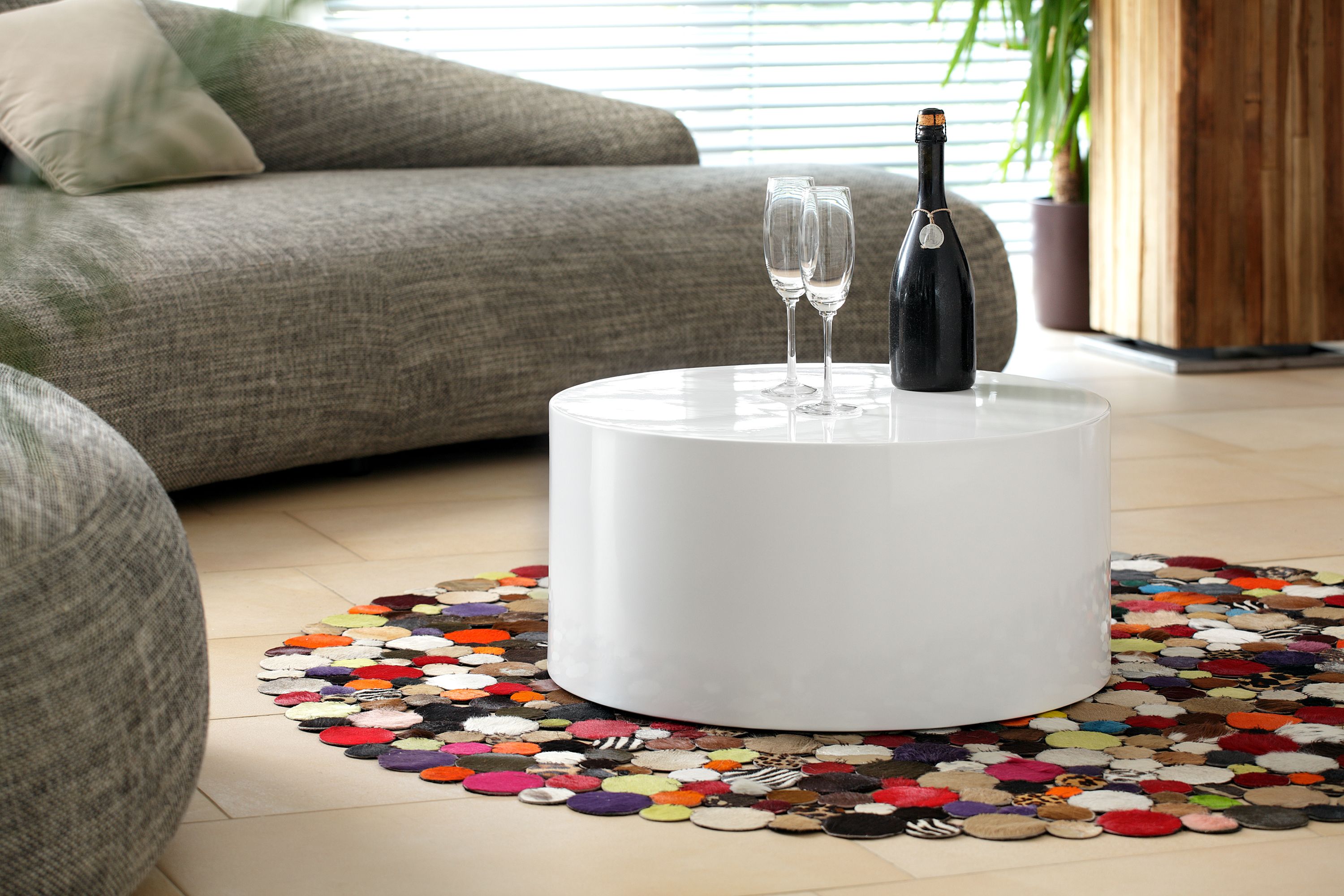 Couchtisch Ø60cm rund weiß Beistelltisch Sofatisch Wohnzimmertisch Tisch