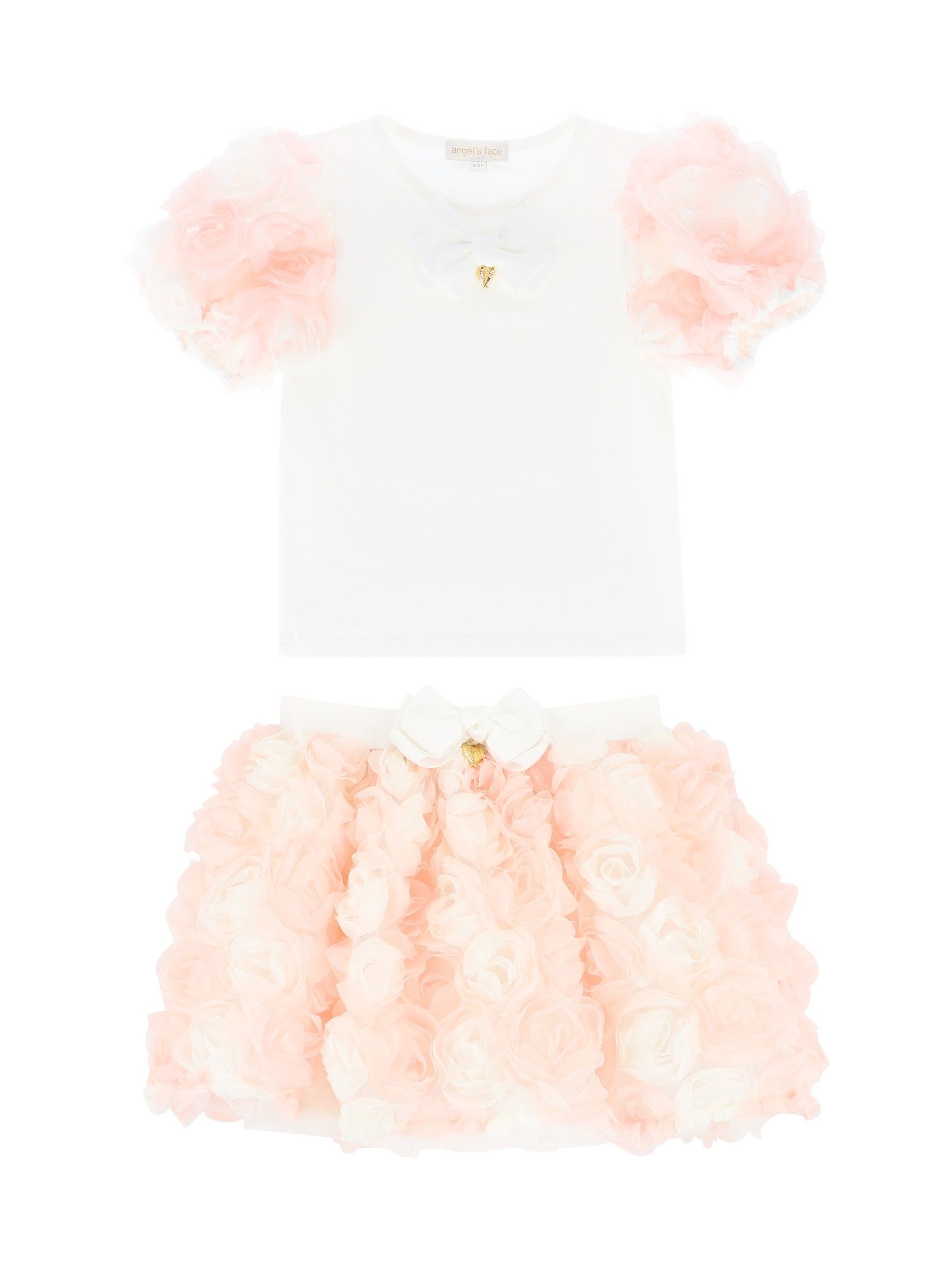 Angels Face Roses White Top And Skirt Set
