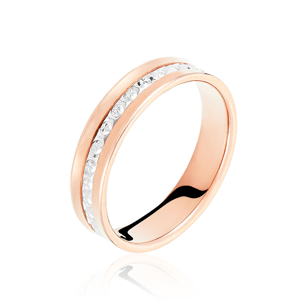 Alliance Fantaisie Diamantee Ruban Plat Or Bicolore