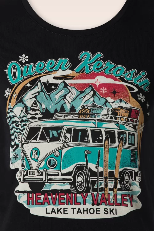 Queen Kerosin Heavenly Valley t-shirt in zwart