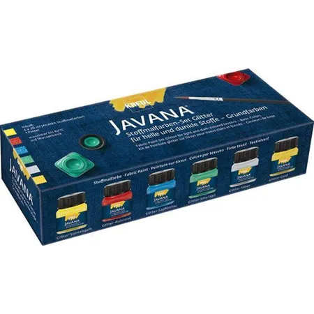KREUL Javana Stoffmalfarben Glitter Grundfarben Set 6 x 20 ml