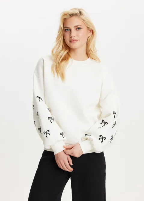 Sweater met print strikjes off-white (WIT.O)