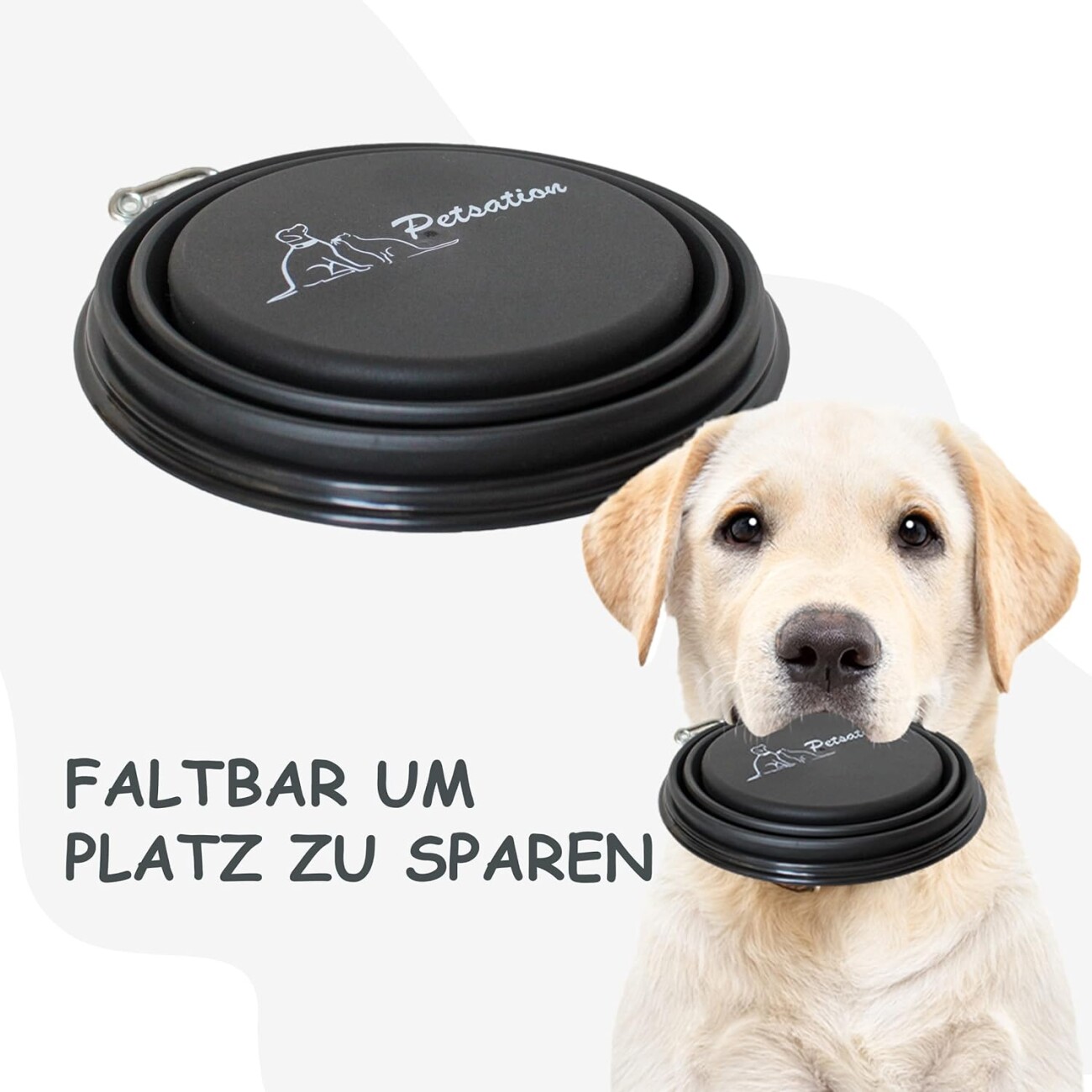 Petsation Faltbarer Reisenapf schwarz 350 cm³