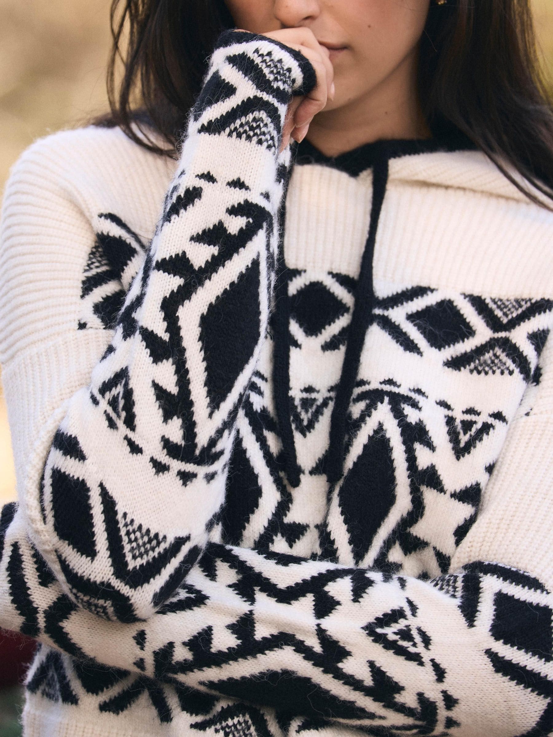 Mint Velvet Fair Isle Knit Hood Jumper