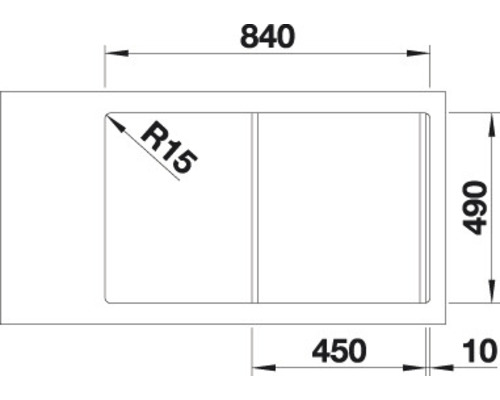 Blanco DIVON II 45 S-IF spoelbak, 860 x 510 mm, roestvrij staal, satijnglans, 521658, 1 bak met afdruipgedeelte, bak rechts, vlak ingebouwd