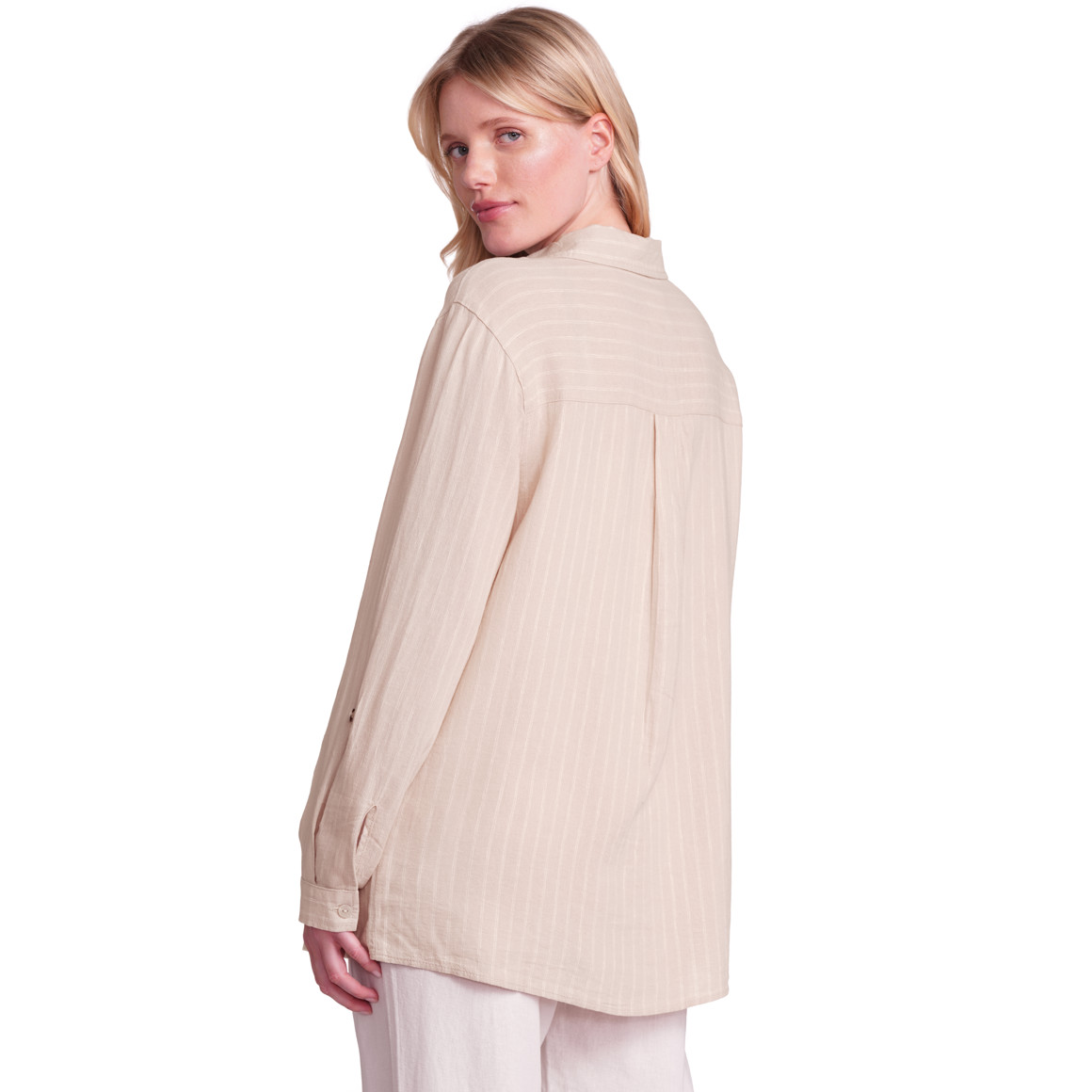 Gina Benotti Damen Leinen-Bluse mit Hemdkragen beige