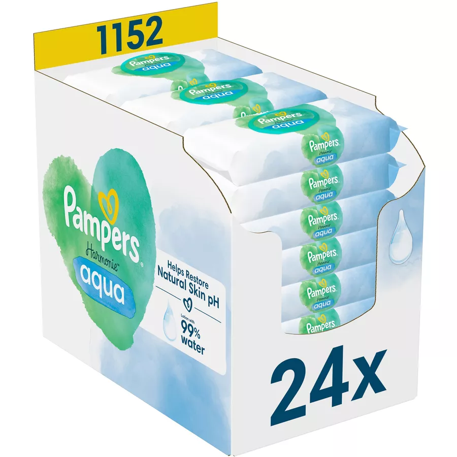 Pampers Feuchttücher Harmonie Aqua, 1.152 Tücher (24 x 48 Stk)