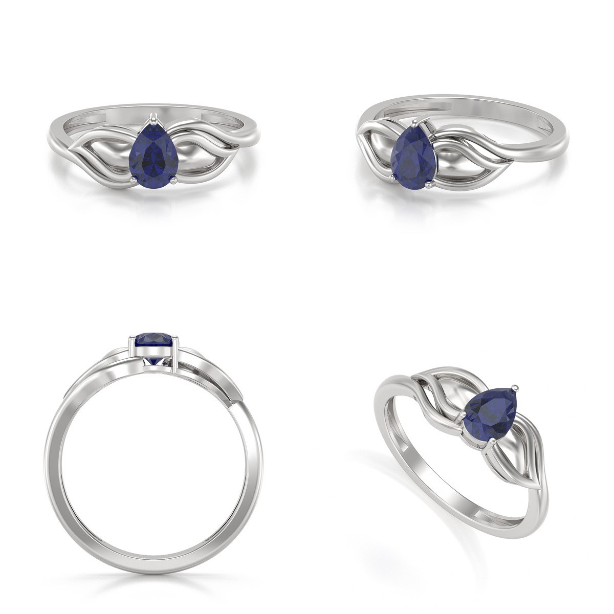 Bague ADEN Solitaire Or 585 Blanc Saphir 1.92grs