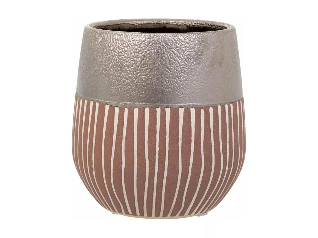 Vase en céramique argentée 13x13x14h