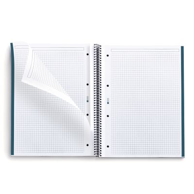 THE ORIGINAL NOTEBOOK, couverture rigide, A4, quadrillage 5x5 mm, 80 feuilles de 1 couleur, Miquelrius, Océan.