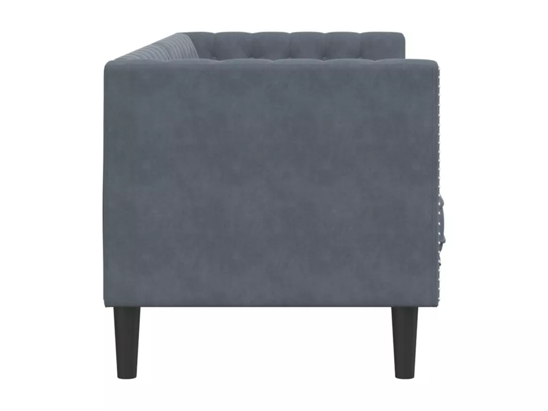 Canapé Chesterfield avec traversins 3 places gris foncé velours