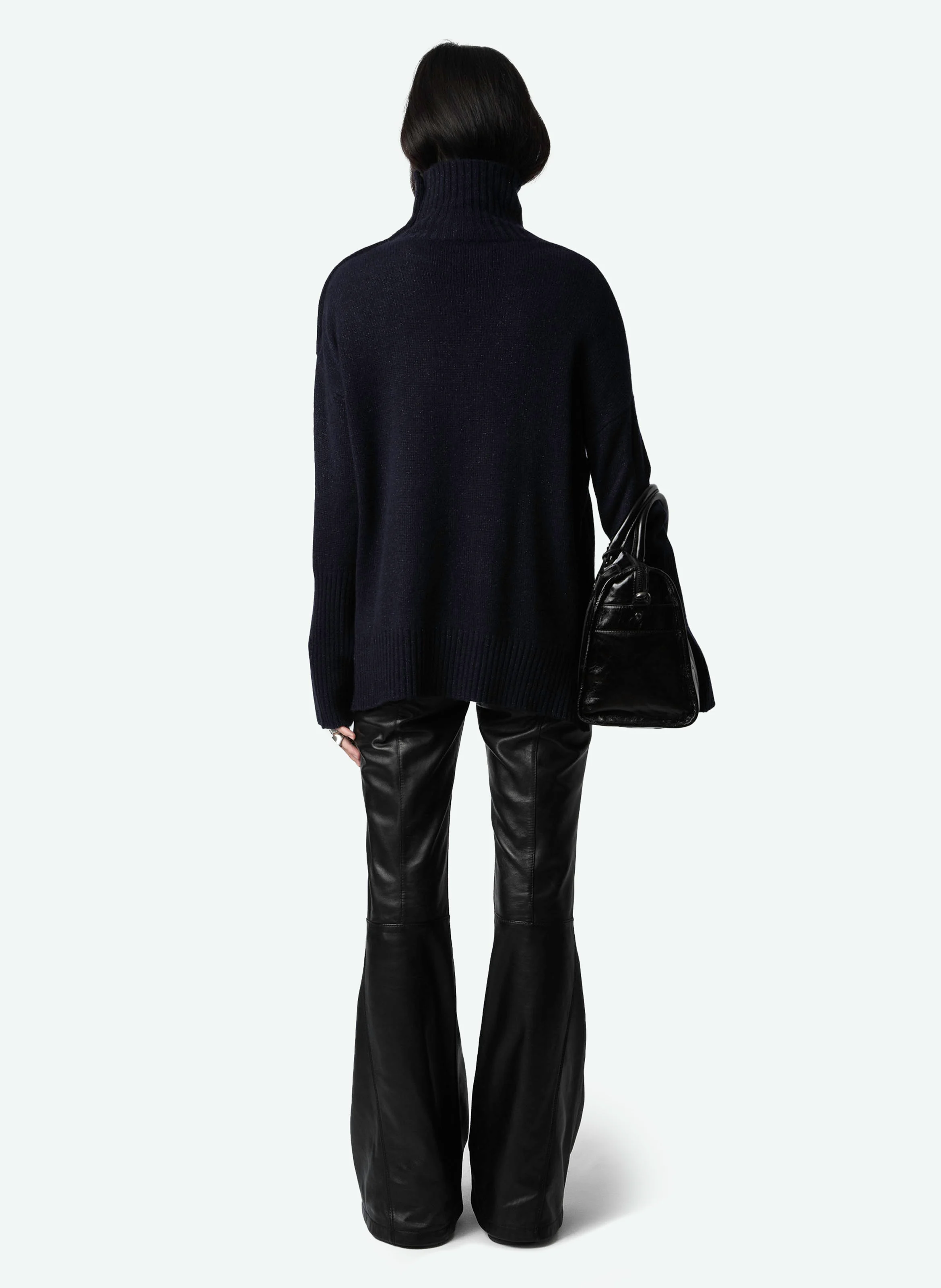 ALMA - Pull col montant en cachemire mélangé | Bleu