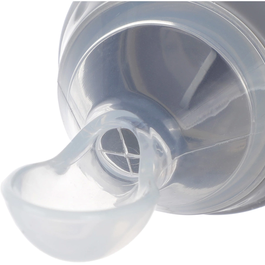 haakaa® Fütterflasche, Squeeze mit Löffel grau