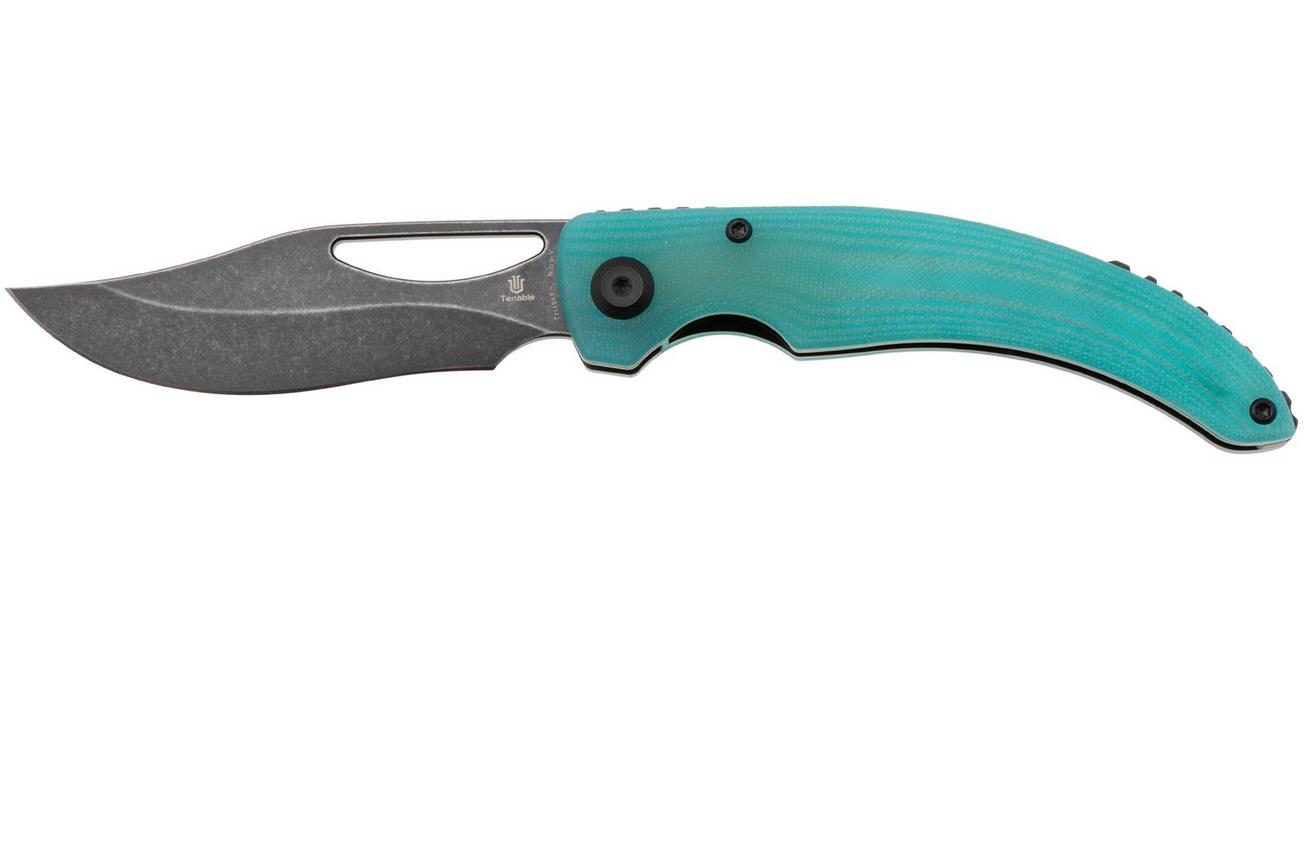 Tenable Knives Gideon T1119A5 Blackwashed Nitro-V, Blue G10, zakmes, Dead Sober design
