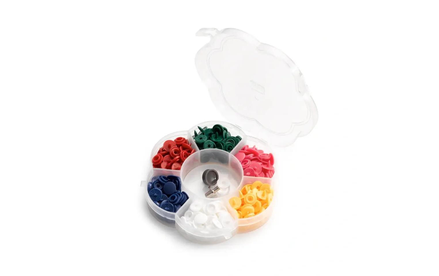 Druckknöpfe Color Snaps Mini inkl. Werkzeug Ø 9 mm, 72 StückNähfreie Druckknöpfe Mini