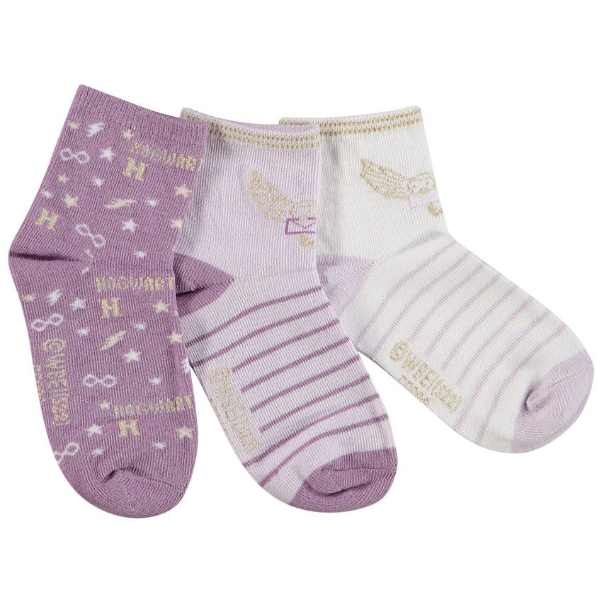 Lot de 3 paires de chaussettes imprimé Harry Potter pour fille - Rose