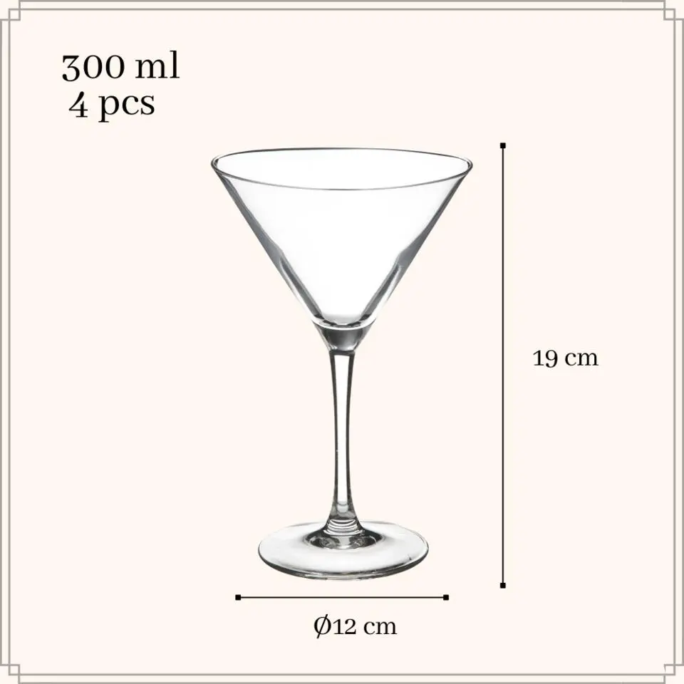 OTIX Martini Glazen Transparant 4 Stuks 300 ml Cocktail Set
