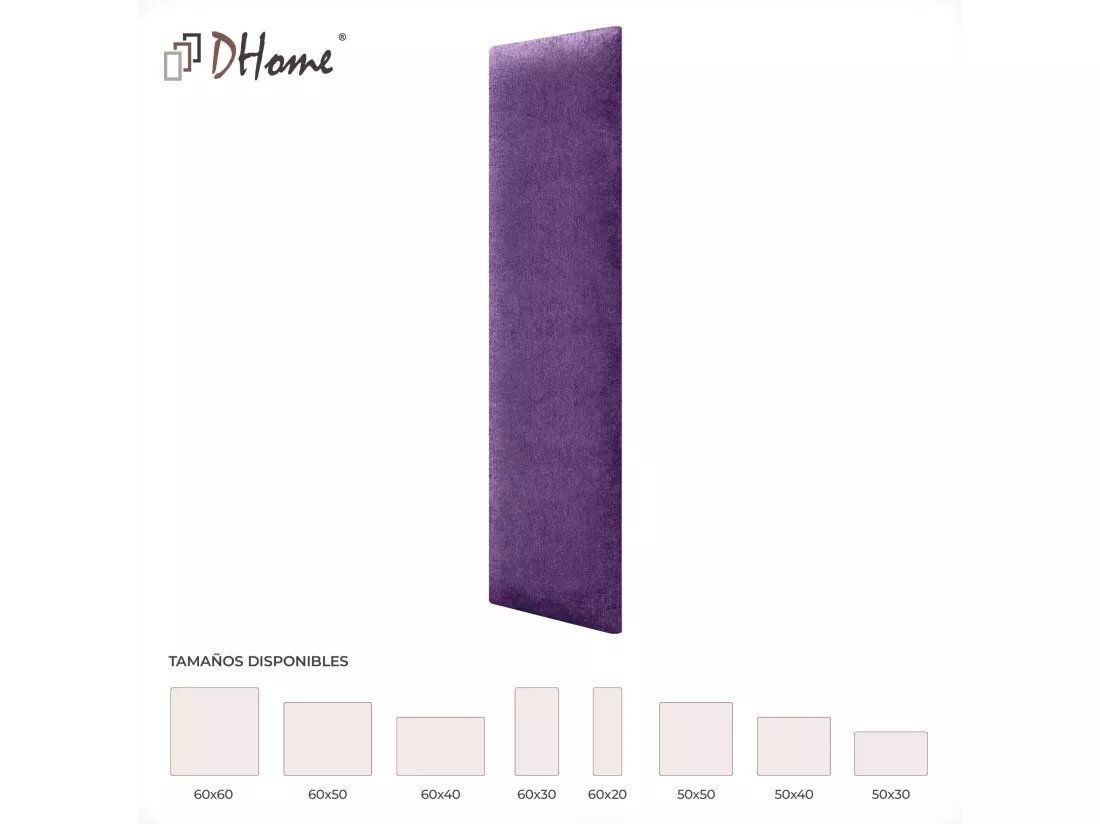 DHOME Lot de 1 Panneaux muraux en tissu auto-adhésifs Panneaux muraux absorbants acoustiques Protection contre les chocs (Lilas, 60x30cm, x1)