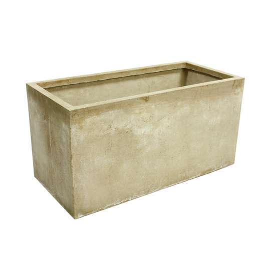 Jardinière delmas en argile et fibre de verre beige - 79x37,5x40 cm
