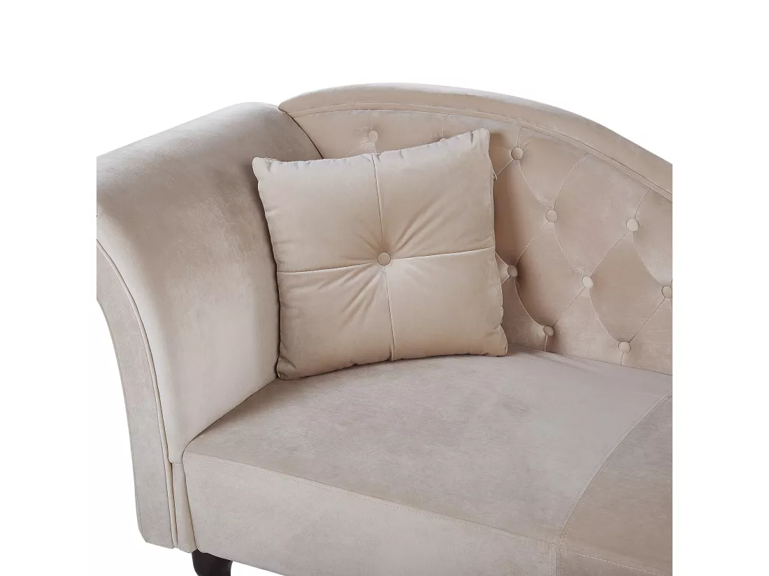 Chaise longue côté droite en velours beige LATTES