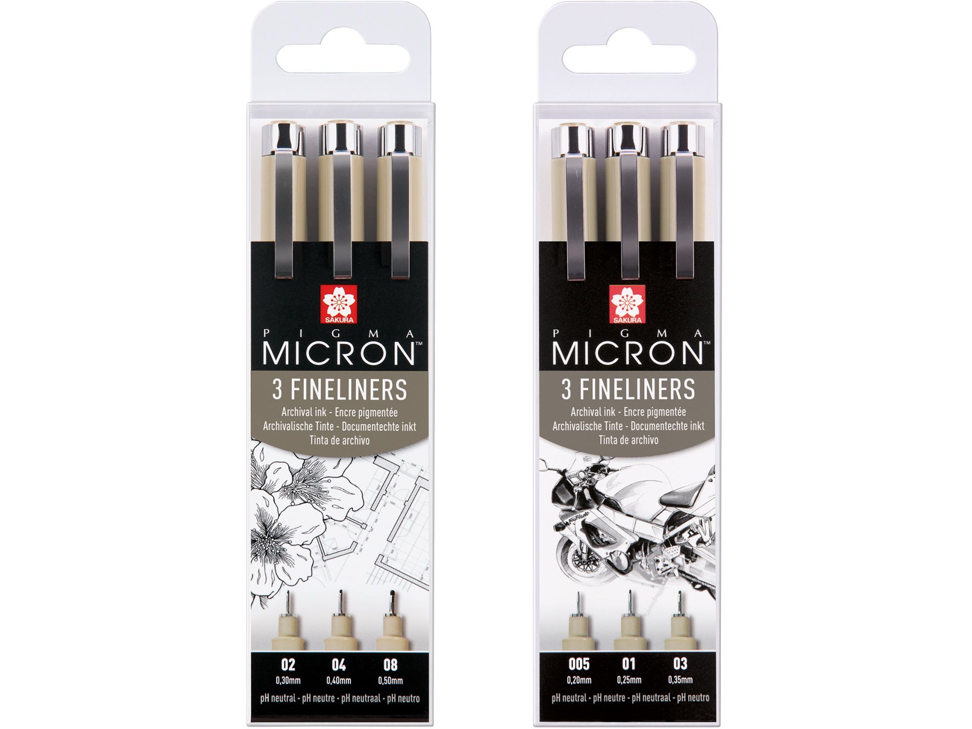Sakura Fineliner Pigma Micron, 3er-Set